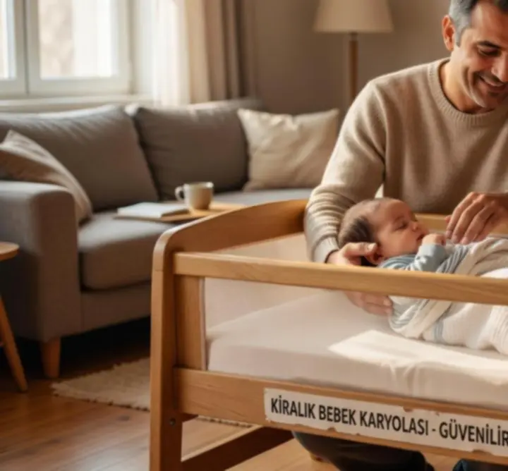 Pati Home TR'den beşik kiralayıp mutlu bir şekilde bebeğiyle vakit geçiren aile