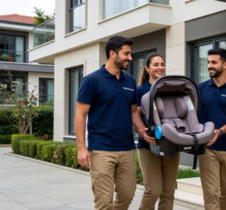 Pati Home TR ekibi bebek araç koltuğu teslimatı ve kurulumu yaparken