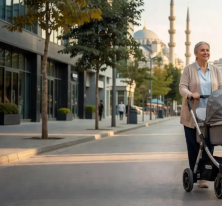 İstanbul sokaklarında kullanılan bebek arabası